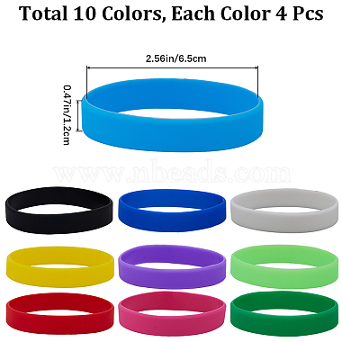 40Pcs 10 Colors Flat Plain Silicone Cord Bracelets Set for Men Women(BJEW-GF0001-16)-2