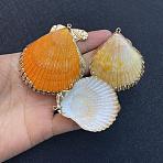 Electroplated Natural Shell Big Pendants, Shell Shape Charms, with Alloy Findings, Golden, 40~110x35~100x15~55mm, Hole: 1.8mm(BSHE-WH0017-01E)