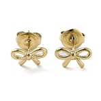 Ion Plating(IP) 304 Stainless Steel Stud Earrings, Bowknot, Real 14K Gold Plated, 6x10mm(EJEW-P258-33G)