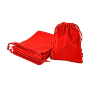 Rectangle Velvet Packing Pouches, Drawstring Bags, for Gift Wrapping, Red, 10x8cm(TP-YW0001-03E)