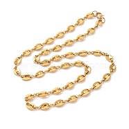 Vacuum Plating 304 Stainless Steel Coffee Bean Chain Necklace for Men Women, Golden, 17.95 inch(45.6cm)(NJEW-E063-01G)