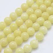 Natural Mashan Jade Round Beads Strands, Dyed, Light Yellow, 8mm, Hole: 1mm, about 51pcs/strand, 15.7 inch(G-D263-8mm-XS06)
