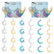 201 Stainless Steel Pendant Stitch Markers, Moon with Cat Crochet Lobster Clasp Charms, Locking Stitch Marker with Wine Glass Charm Ring, Mixed Color, 4.6~5.4cm, 2 style, 6pcs/style, 12pcs/set(HJEW-AB00436)