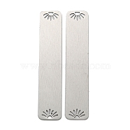 304 Stainless Steel Connector Charms, Rectangle with Flower Link, Stainless Steel Color, 130x25.5x1mm, Hole: 5.5x3mm(STAS-H184-23P)