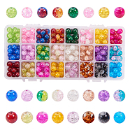 Spray Painted Crackle Glass Beads, Round, Mixed Color, 10~10.5mm, Hole: 1.3~1.6mm, about 15pcs/compartment, 360pcs/box(CCG-PH0002-01-10mm)