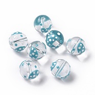 Handmade Lampwork Beads, Round with Mushroom, Light Blue, 11.5mm, Hole: 1.5mm(LAMP-P058-01A)