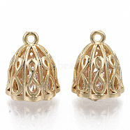 Brass Charms, with Cubic Zirconia inside, Nickel Free, Seedpod of The Lotus with Infinity, Clear, Real 18K Gold Plated, 13.5x11mm, Hole: 1.2mm(KK-S348-493-NF)