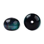 Resin Beads, Imitation Gemstone, Flat Round, Dark Cyan, 16x11mm, Hole: 2.1~2.3mm(RESI-N034-04-M05)
