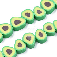 Handmade Polymer Clay Bead Strands, Avocado Slice, Spring Green, 9~11.5x8~11x4mm, Hole: 1.6mm, about 36~40pcs/strand, 12.60 inch~12.80 inch(32~32.5cm)(CLAY-S091-004A-02)
