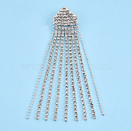 Crystal Rhinestone Tassel Lapel Pin, Creative Iron Badge for Backpack Clothes, Silver, 85x17.5x7mm, Pin: 0.6mm(JEWB-T002-41S)