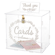 Rectangle Acrylic Wedding Card Box with Iron Lock, Wedding Cards Holder Case for Reception, Wedding Money Box for Party Decorations, Clear, 25.5x21.5x32cm(CON-WH0089-24)
