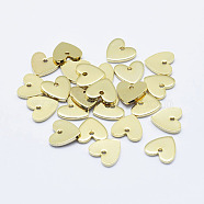 Brass Charms, Long-Lasting Plated, Real 18K Gold Plated, Nickel Free, Heart, 8x8x1mm, Hole: 1mm(KK-G331-84G-NF)