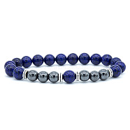 Natural Lapis Lazuli & Synthetic Hematite Stretch Bracelet(XX9870-2)