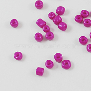 Baking Paint Glass Seed Beads, Magenta, 8/0, 3mm, Hole: 1mm, about 10000pcs/bag(SEED-S002-K21)