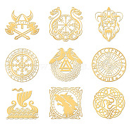 Nickel Decoration Stickers, Metal Resin Filler, Epoxy Resin & UV Resin Craft Filling Material, Religion Theme, Viking, Sign Pattern, 40x40mm, 9 style, 1pc/style, 9pcs/set(DIY-WH0450-016)