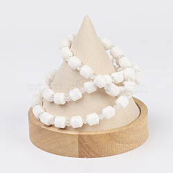 Wood Necklace Displays, with Faux Suede, Cone Shaped Display Stands, PeachPuff, 8.7x9.3cm(NDIS-E020-05A)