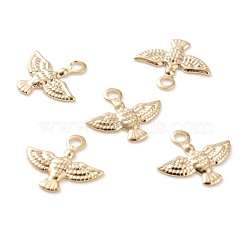 Brass Charms, Bird, Real 24K Gold Plated, 8.5x9x1mm, Hole: 1.2mm(KK-Y003-31G)