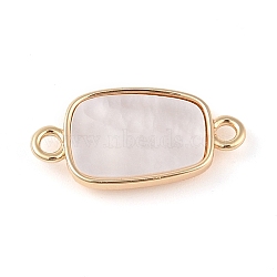 Brass Pave Shell Connector Charms, Oval Links, Real 18K Gold Plated, 10x20x2.5mm, Hole: 1.6mm and 1.8mm(KK-Q816-03G)