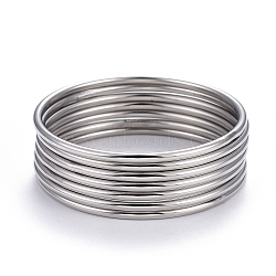 Fashion 304 Stainless Steel Bangle Sets, Stainless Steel Color, 2-3/8 inches(6cm); 7pcs/set(BJEW-L664-022A-P)