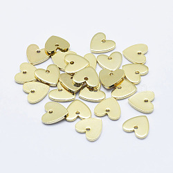 Brass Charms, Long-Lasting Plated, Real 18K Gold Plated, Nickel Free, Heart, 8x8x1mm, Hole: 1mm(KK-G331-84G-NF)
