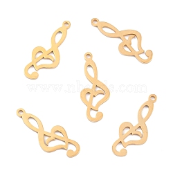 Ion Plating(IP) 201 Stainless Steel Pendants, Treble Clef, Golden, 24x10x1mm, Hole: 1.6mm(STAS-K003-02G)