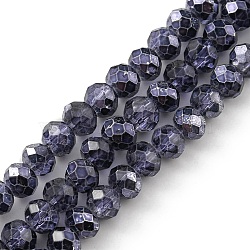 Faceted Rondelle Transparent Painted Glass Beads Strands, Marine Blue, 4x3mm, Hole: 1mm, about 125pcs/strand, 15 inch(DGLA-J001-C07-4mm)
