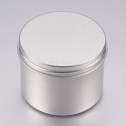 Round Aluminium Tin Cans, Aluminium Jar, Storage Containers for Cosmetic, Candles, Candies, with Screw Top Lid, Platinum, 6.8x5cm, Capacity: 100ml(3.38 fl. oz)(CON-L007-02-100ml)