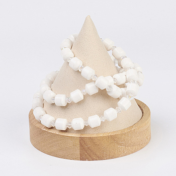 Wood Necklace Displays, with Faux Suede, Cone Shaped Display Stands, PeachPuff, 8.7x9.3cm