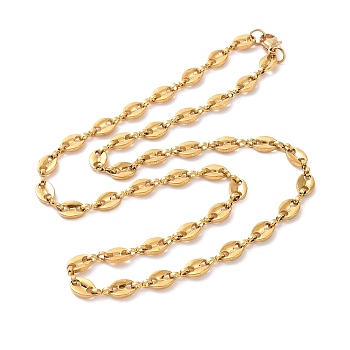 Vacuum Plating 304 Stainless Steel Coffee Bean Chain Necklace for Men Women, Golden, 17.95 inch(45.6cm)