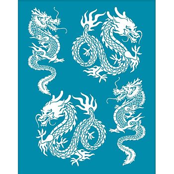 Silk Screen Printing Stencil, for Painting on Wood, DIY Decoration T-Shirt Fabric, Dragon Pattern, 100x127mm