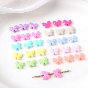 Opaque Acrylic Beads, Bowknot, Mixed Color, 15mm, Hole: 2mm, about 1350pcs/500g