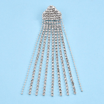 Crystal Rhinestone Tassel Lapel Pin, Creative Iron Badge for Backpack Clothes, Silver, 85x17.5x7mm, Pin: 0.6mm