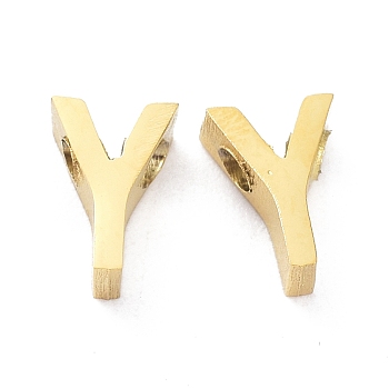 Ion Plating(IP) 304 Stainless Steel Charms, Alphabet, Golden, Letter.Y, 8x6x3mm, Hole: 1.8mm