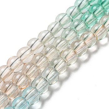 Dyed & Heated Synthetic Quartz Beads Strands, Gradient Color Round Beads, Green, 6mm, Hole: 1.8mm, about 76pcs/strand, 15.75''(40cm)