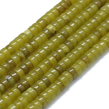 Natural Korea Olive Jade Beads Strands, Flat Round/Disc, 3.8~4.2x2~4.5mm, Hole: 0.8~1mm, about 152~180pcs/strand, 15.1~15.5 inch(38.5~39.5cm)