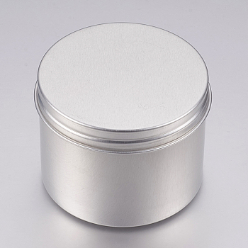 Round Aluminium Tin Cans, Aluminium Jar, Storage Containers for Cosmetic, Candles, Candies, with Screw Top Lid, Platinum, 6.8x5cm, Capacity: 100ml(3.38 fl. oz)