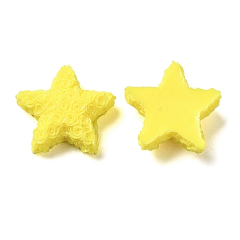Opaque Resin Cabochons, Star, Yellow, 16.5x17x5.5mm