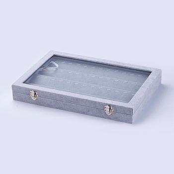 Pendant Wood Displays, with Ice Plush inside and Covered with Glass, Rectangle, Gray, 35.3x24.3x4.6cm
