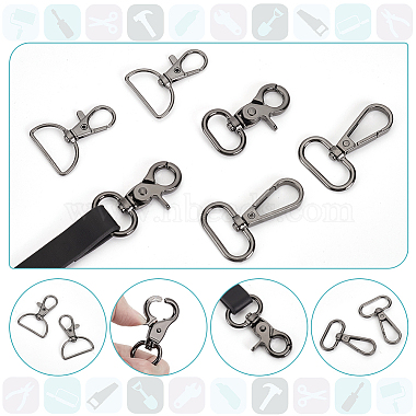 WADORN 30Pcs 3 Styles Zinc Alloy Swivel Lobster Claw Clasps(FIND-WR0009-68B)-4