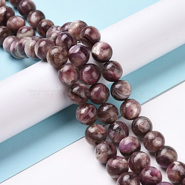 Natural Lepidolite/Purple Mica Stone Beads Strands(G-G925-02A)-2
