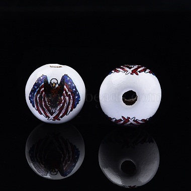 Independence Day Theme Printed Wooden Beads(WOOD-D006-08)-5