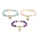 Natural Mixed Gemstone & Pearl Beaded Stretch Bracelet(BJEW-JB09360)-1