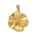1Pc 304 Stainless Steel Pendants, Flower Charm, Golden, 30x26x6.5mm, Hole: 6.5x3mm(STAS-FS0001-33C)