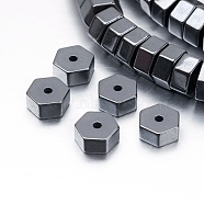 Non-magnetic Synthetic Hematite Beads Strands, Hexagon, 6x3mm, Hole: 0.8mm, about 133pcs/strand, 15.3 inch(39cm)(G-P341-39-6x3mm)