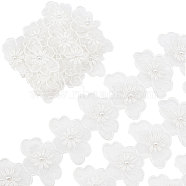 3 Yards Embroidery Flower Polyester Lace Trim, with Imitation Pearl Beads, for Sewing Decoration Craft, White, 2-3/8 inch(60mm)(OCOR-GF0002-53)