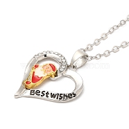 Heart with Word Best Wishes Zinc Alloy Pendant Necklaces for Christmas, Santa Claus, 18.50 inch(47cm)(NJEW-M203-02A-GP)