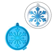 Christmas Themed Big Pendant Silicone Molds, Resin Casting Molds, for UV Resin, Epoxy Resin Craft Making, Flat Round, Snowflake Pattern, 117x104x9mm, Hole: 3.8mm(DIY-L067-B02)