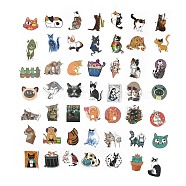 50Pcs 50 Styles Paper Cartoon Stickers Sets, Adhesive Decals for DIY Scrapbooking, Photo Album Decoration, Cat Pattern, 40~63x35~70x0.2mm, 1pc/style(STIC-P004-23B)