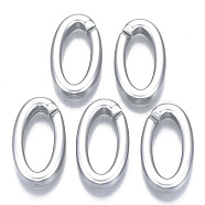 Opaque Spray Painted Acrylic Linking Rings, Quick Link Connectors, for Cable Chains Making, Oval, Silver, 35x19x6mm, Inner Diameter: 26x10mm, about 240pcs/500g(OACR-S021-21A-B02)
