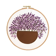 Gypsophila Pattern DIY Embroidery Kit, including Embroidery Needles & Thread, Cotton Linen Cloth, Medium Purple, 290x290mm(DIY-P077-053)